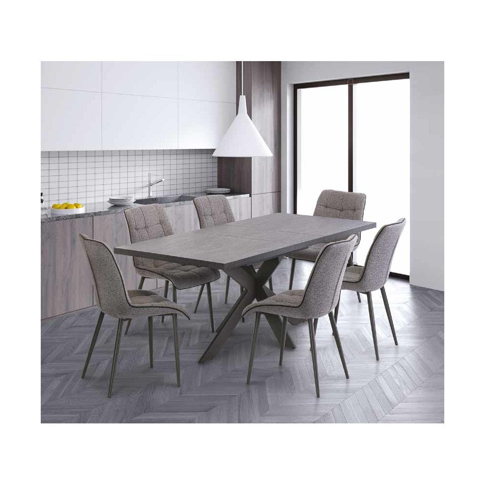 DAKOTA DARK RHINE 1.6M (+0.4M) EXTENDING DINING TABLE (X-FRAME)