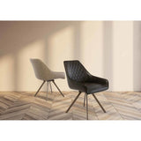 BERGEN FAUX LEATHER 360 SWIVEL DINING CHAIR DARK BROWN