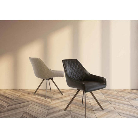BERGEN FAUX LEATHER 360 SWIVEL DINING CHAIR DARK BROWN