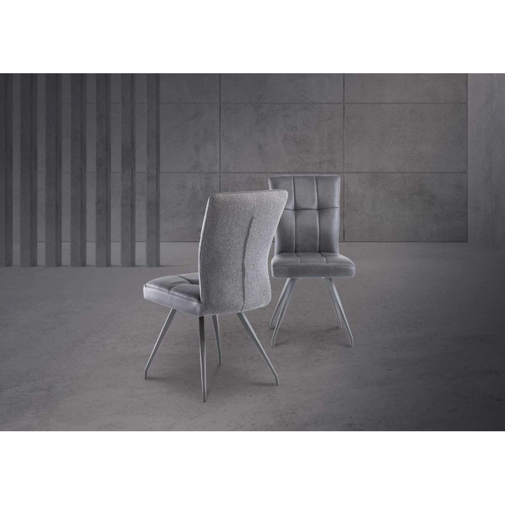 GENEVA FAUX LEATHER/FABRIC DINING CHAIR GREY