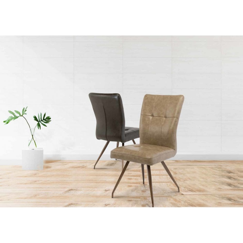 GENEVA FAUX LEATHER/FABRIC DINING CHAIR DARK BROWN