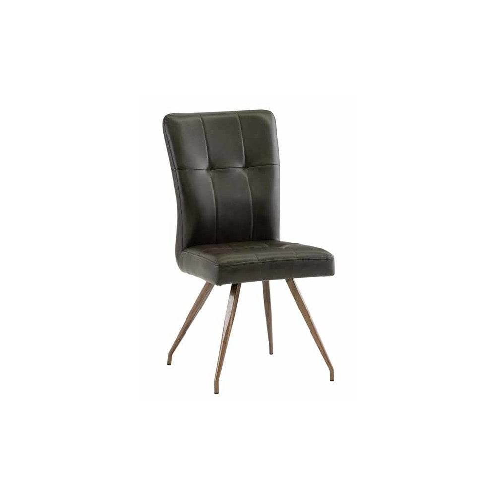 GENEVA FAUX LEATHER/FABRIC DINING CHAIR DARK BROWN
