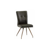 GENEVA FAUX LEATHER/FABRIC DINING CHAIR DARK BROWN