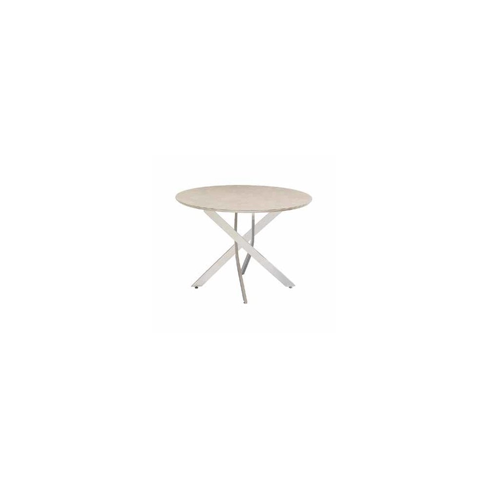 SEATTLE NATURAL MARBLE LOOK/CHROME LEGS 1.07M ROUND DINING TABLE
