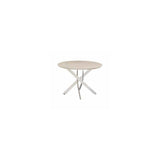 SEATTLE NATURAL MARBLE LOOK/CHROME LEGS 1.07M ROUND DINING TABLE