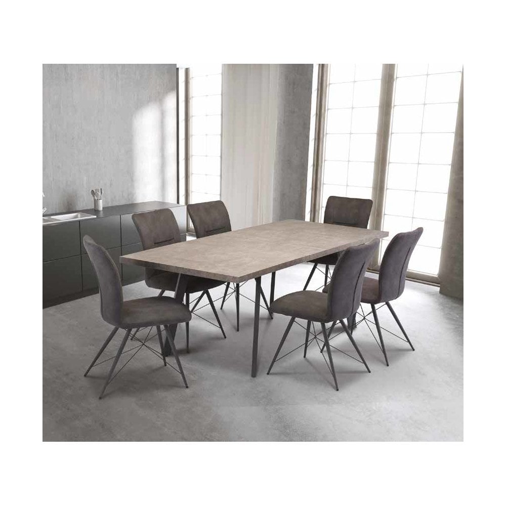 CANNES CONCRETE LOOK/GREY LEG 1.6M (+0.4M) EXTENDING DINING TABLE