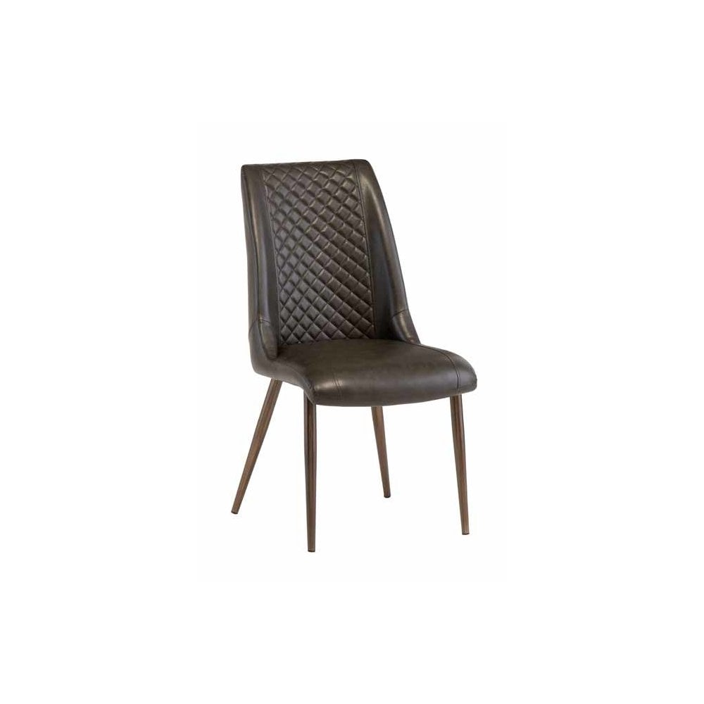 PARIS DARK BROWN PU DINING CHAIR BRUSHED BRASS LEG