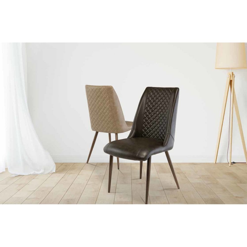 PARIS TAUPE PU DINING CHAIR BRUSHED BRASS LEG