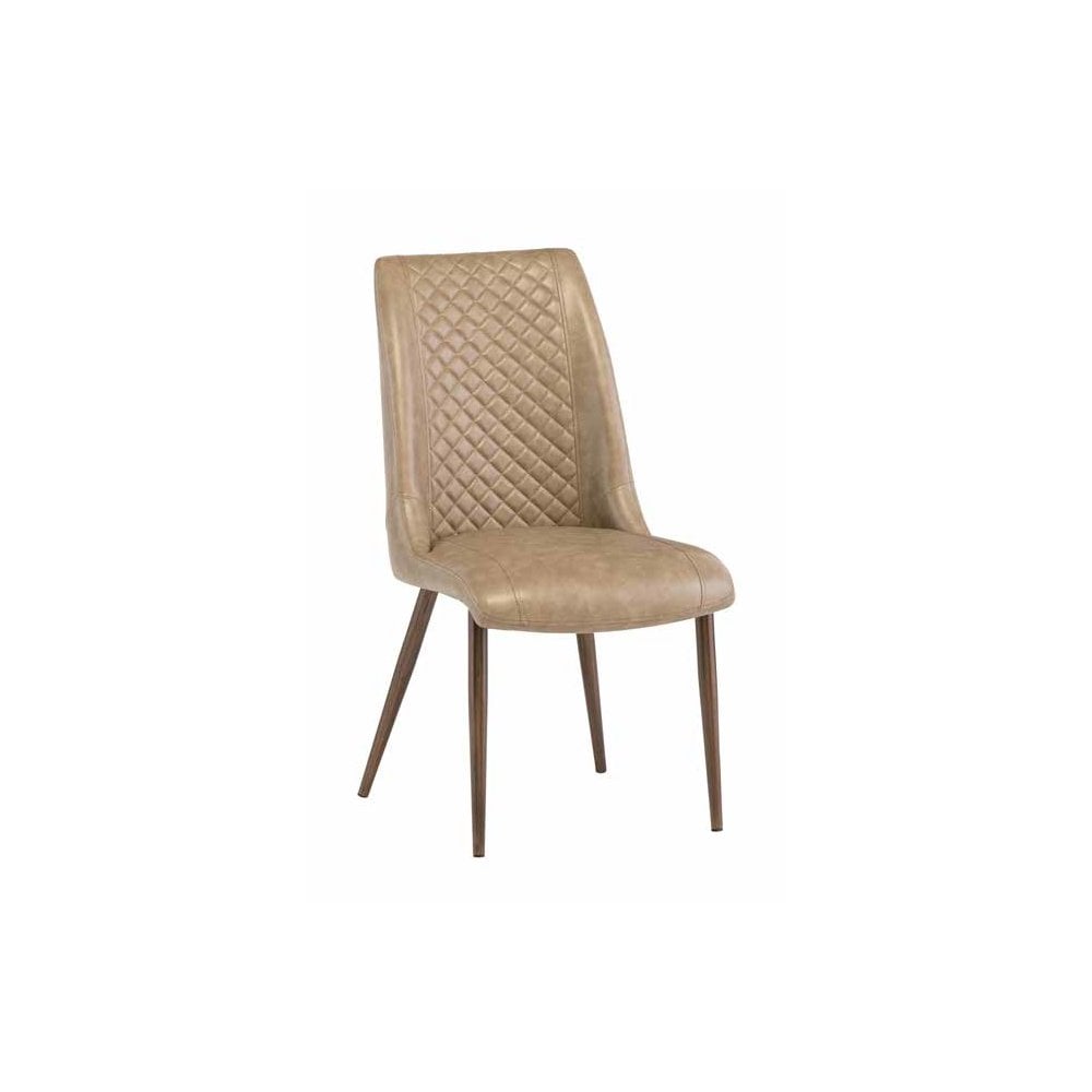 PARIS TAUPE PU DINING CHAIR BRUSHED BRASS LEG