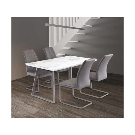 DUBLIN WHITE MARBLE/GREY LEG 1.4M DINING TABLE