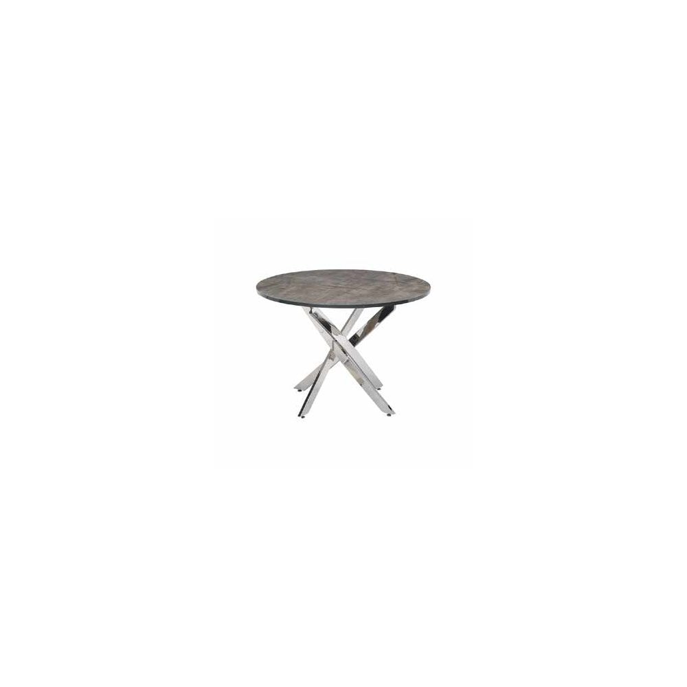 AUCKLAND GREY CEMENT/CHROME LEG ROUND 1.07M DINING TABLE