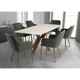 IOWA GOLD 1.8M DINING TABLE/BRUSHED BRASS LEG