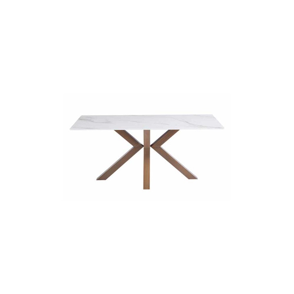 IOWA GOLD 1.8M DINING TABLE/BRUSHED BRASS LEG