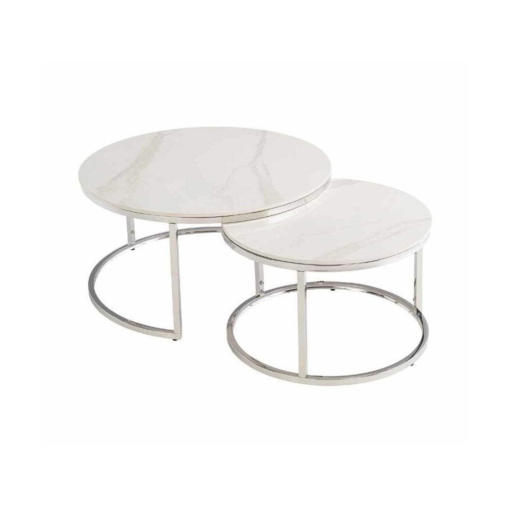 OSLO ITALY WHITE ROUND COFFEE TABLE SET