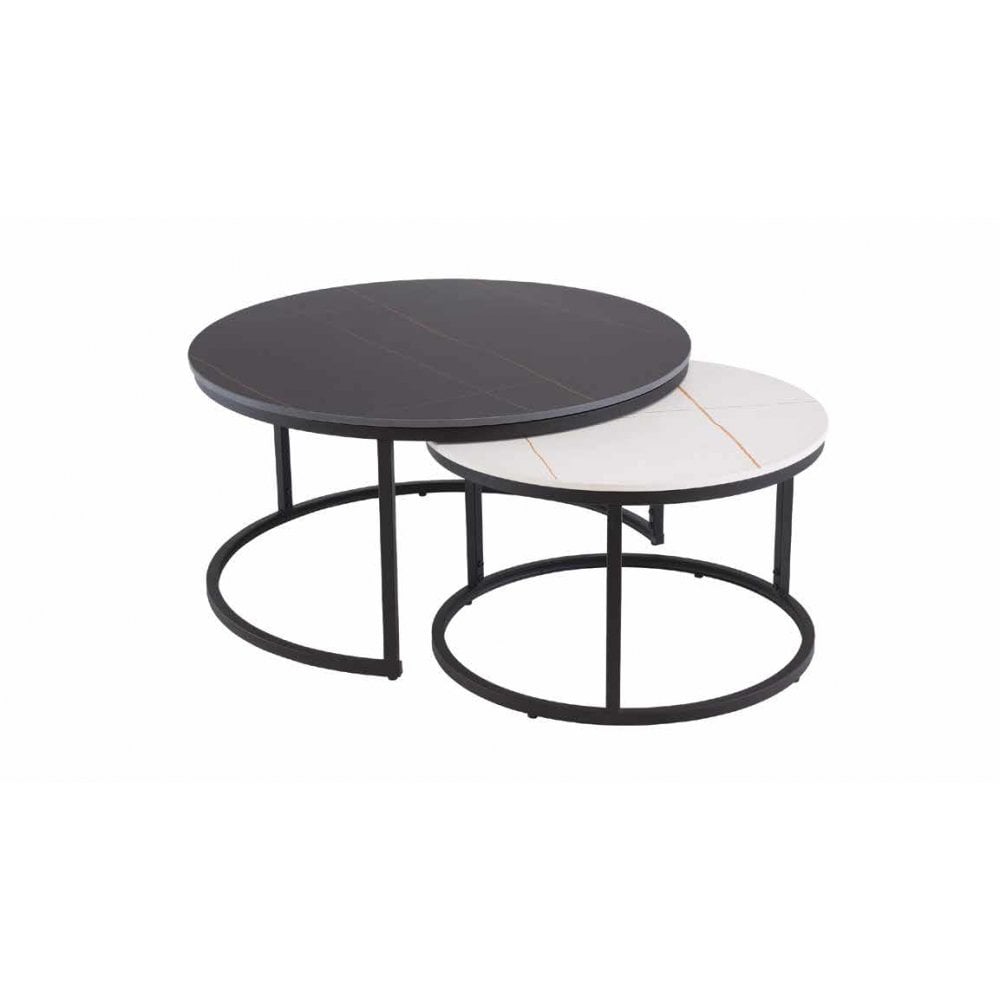 ATHENS BLACK/WHITE ROUND COFFEE TABLE