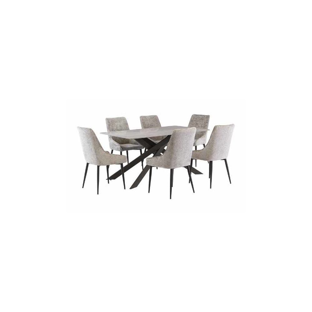 TORONTO GREY/BLACK LEG 1.6M DINING TABLE