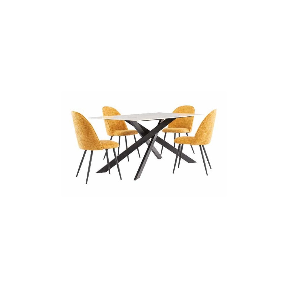 TORONTO GOLD/BLACK LEG 1.6M DINING TABLE