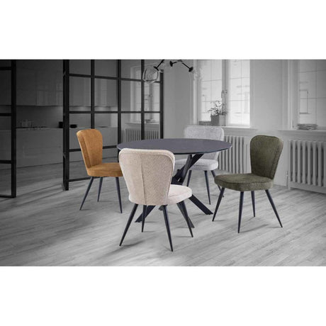 NAPLES MOONEY BLACK MARBLE EFFECT 1.2M ROUND DINING TABLE