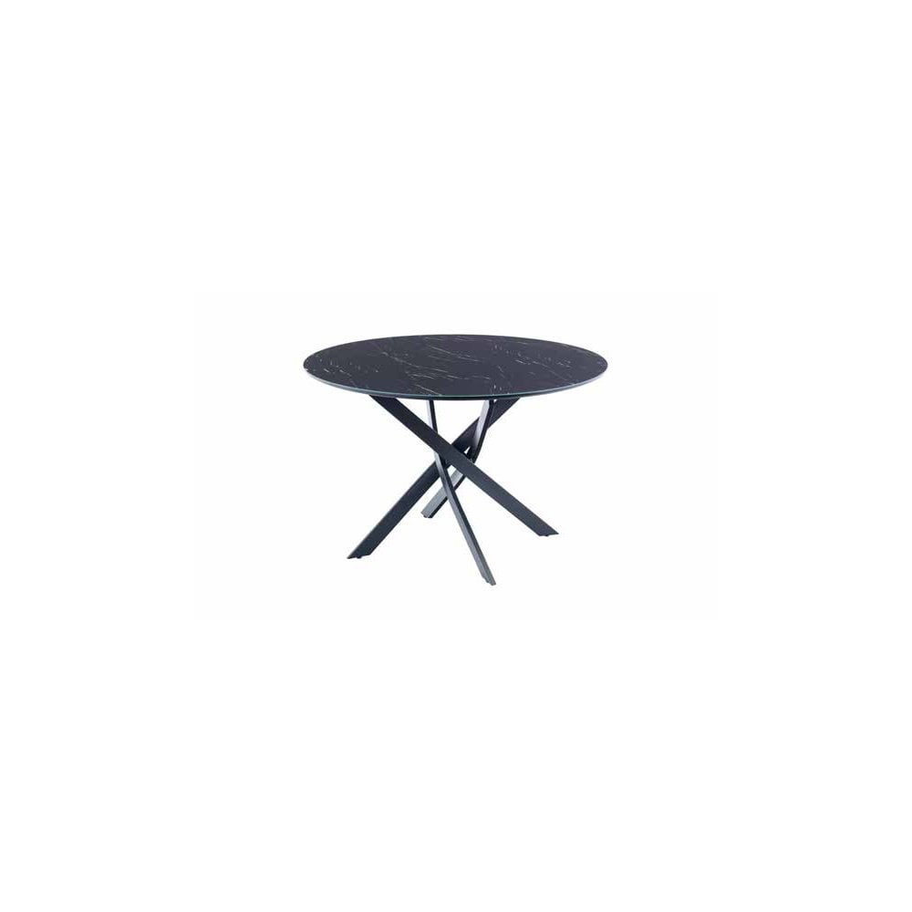 NAPLES MOONEY BLACK MARBLE EFFECT 1.2M ROUND DINING TABLE