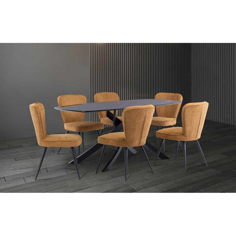 NAPLES MOONEY BLACK MARBLE EFFECT 1.8M DINING TABLE