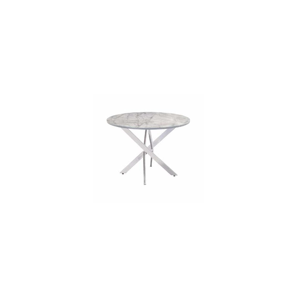 MUNICH GREY MARBLE/CHROME LEG 1.07M ROUND DINING TABLE