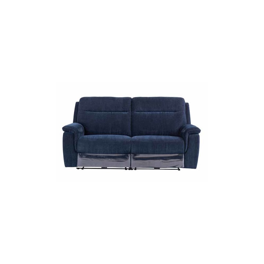 COPENHAGEN BLUE HERRINGBONE FABRIC ELECTRIC RECLINER 3-SEATER