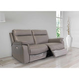 COPENHAGEN GREY LEATHER ELECTRIC RECLINER 3-SEATER