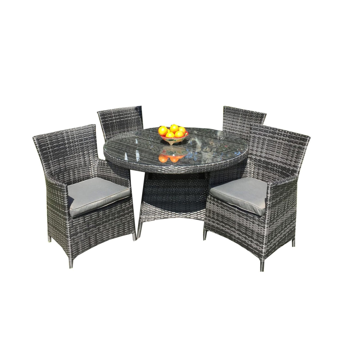 5 Piece Dark Rattan Dining Set