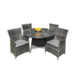 5 Piece Dark Rattan Dining Set