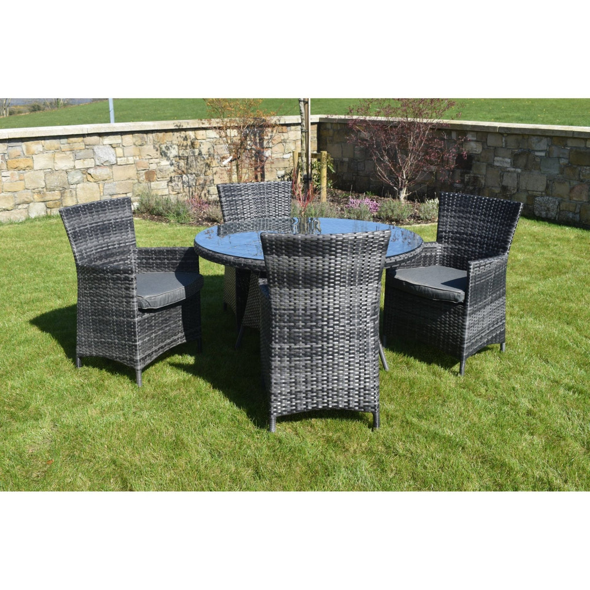 5 Piece Dark Rattan Dining Set