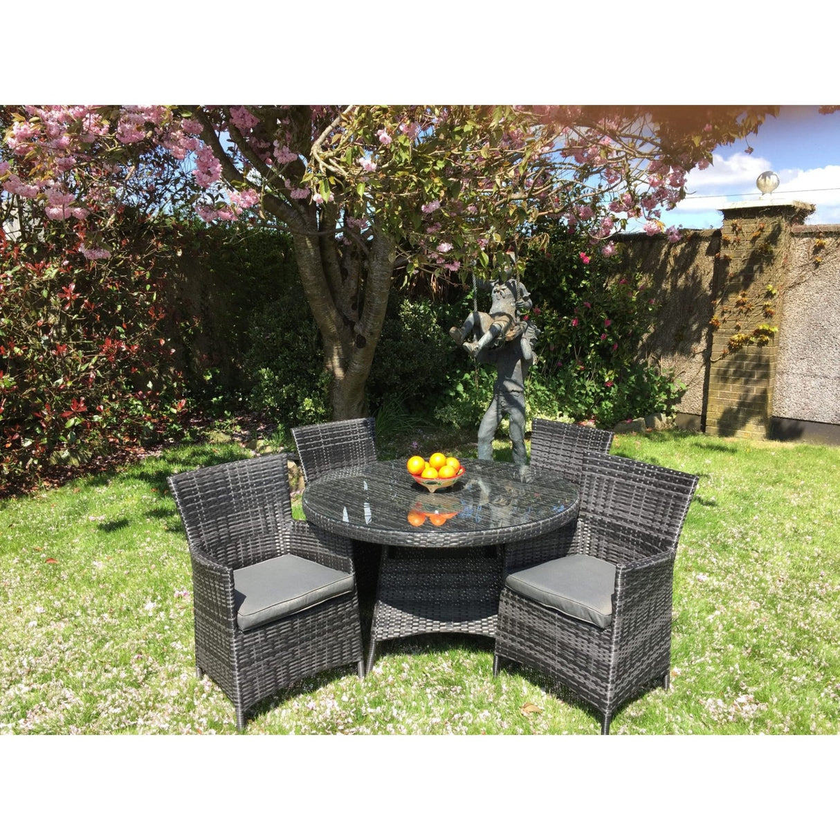 5 Piece Dark Rattan Dining Set