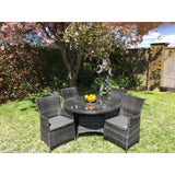 5 Piece Dark Rattan Dining Set