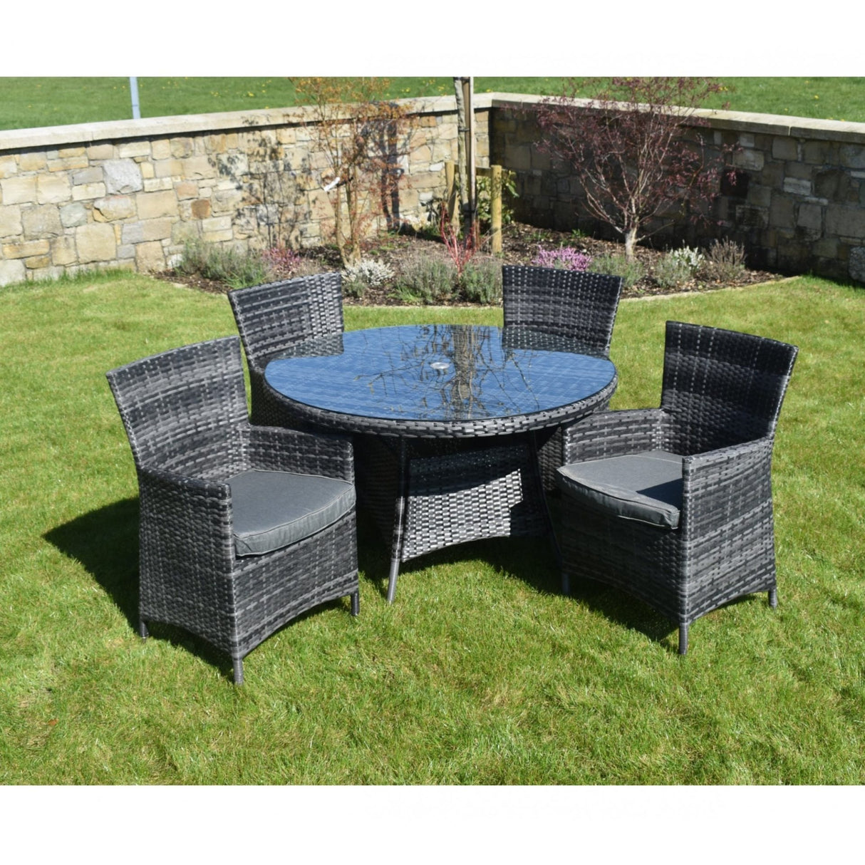 5 Piece Dark Rattan Dining Set