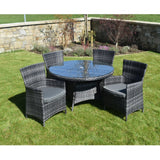 5 Piece Dark Rattan Dining Set