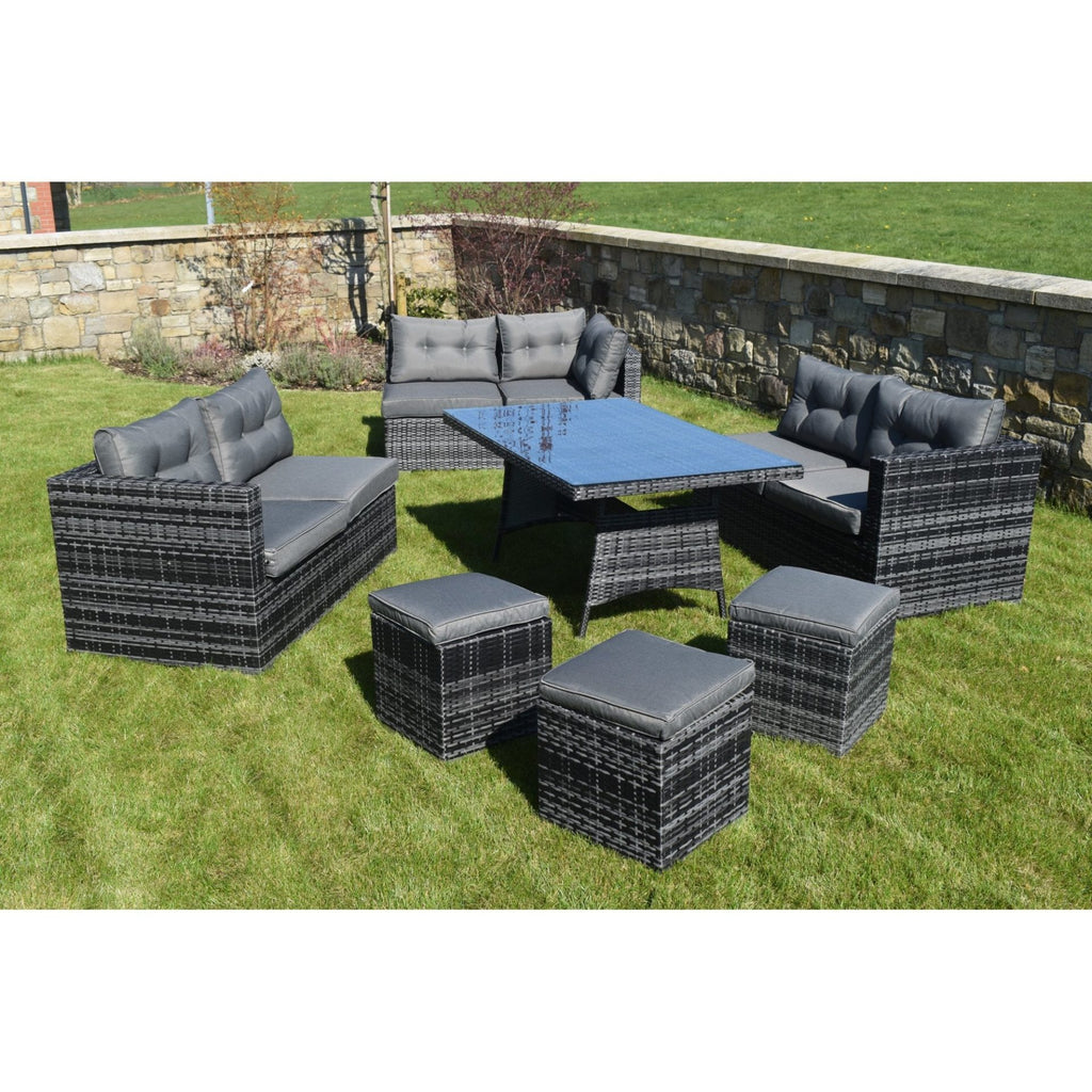 10 Piece Dark Rattan Dining Set