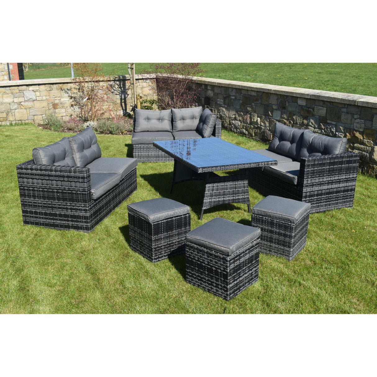 10 Piece Dark Rattan Dining Set