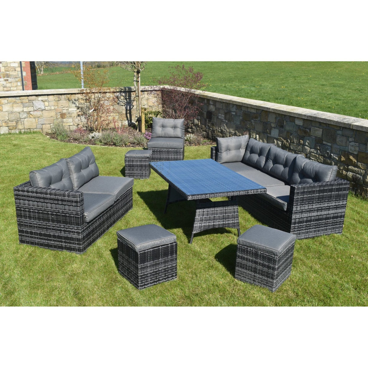 10 Piece Dark Rattan Dining Set