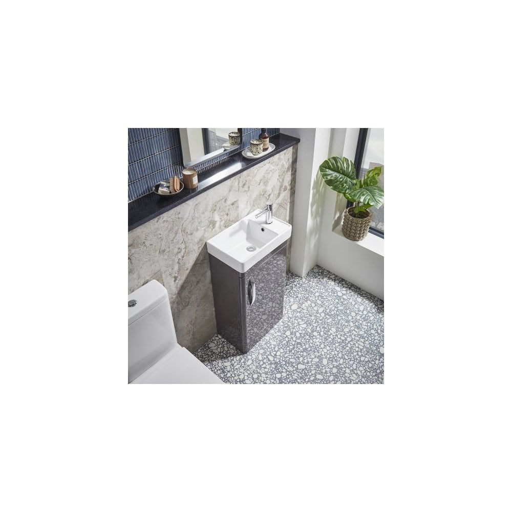 Compass 450 Cloakroom Wall Mounted Vanity Unit Gloss Clay