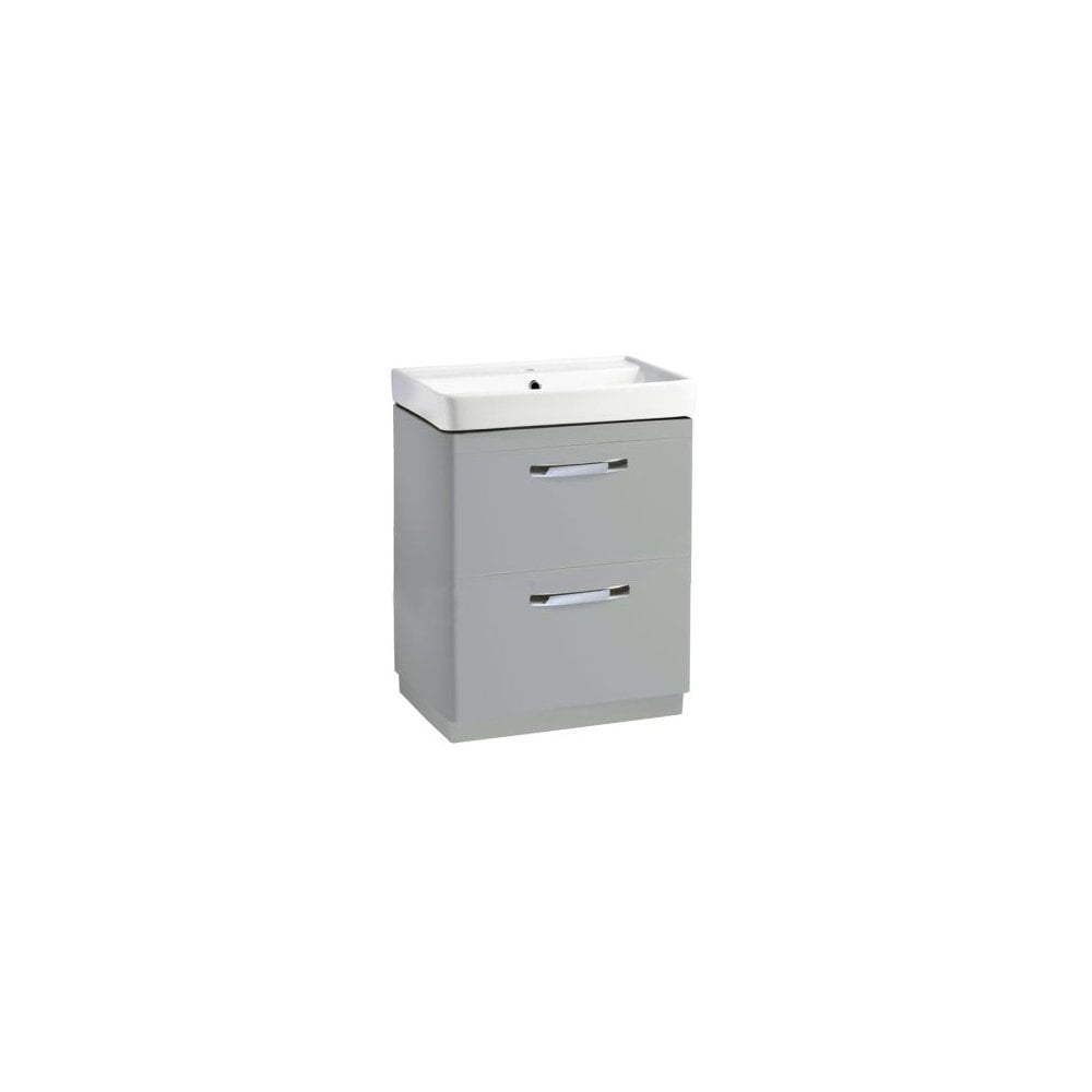 Compass 600 Double Drawer Freestanding Vanity Unit Light Grey