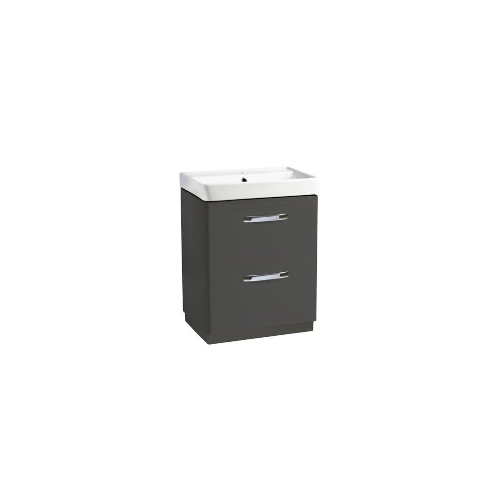 Compass 600 Double Drawer Freestanding Vanity Unit Gloss Clay
