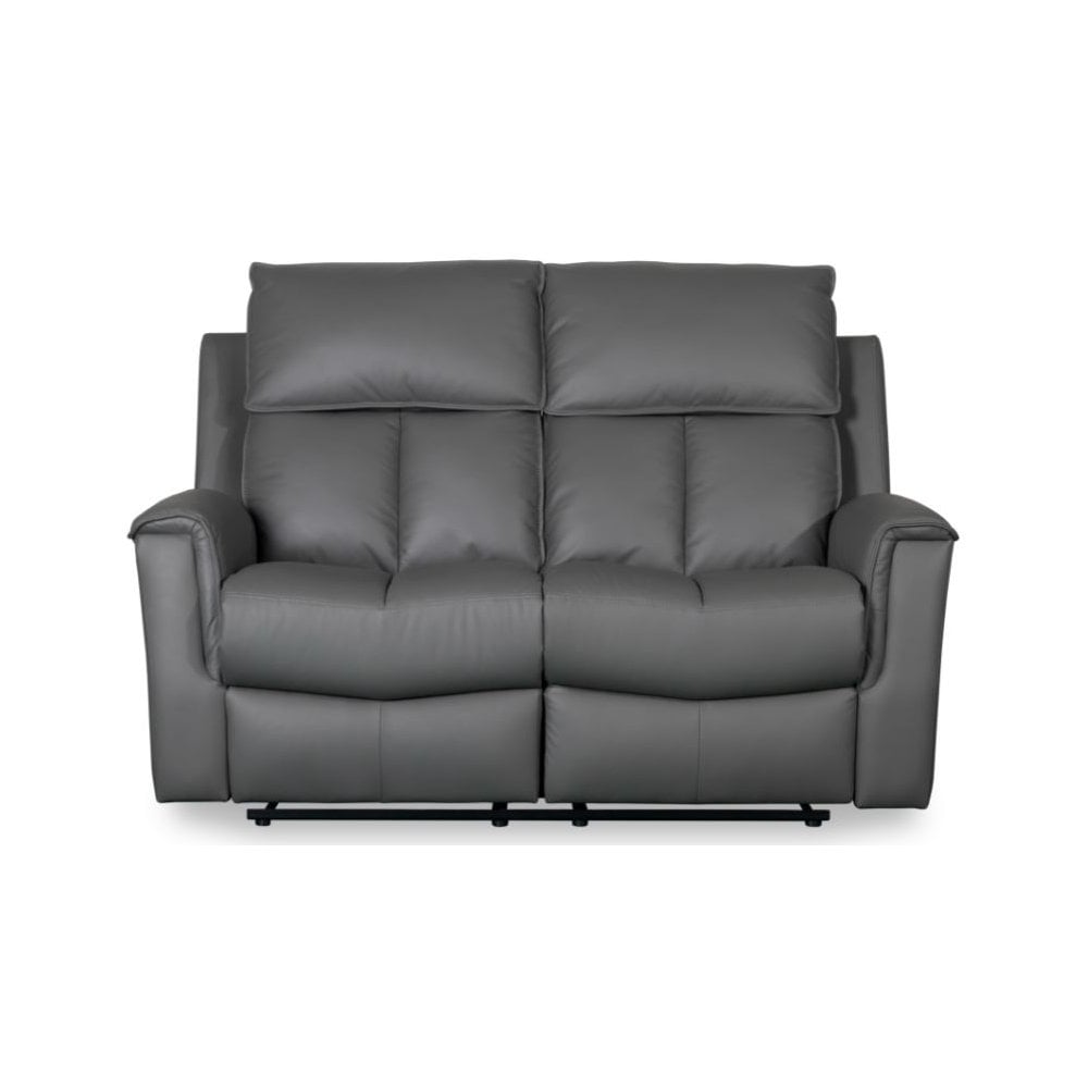 Bergamo Leather 2 Seater Recliner Sofa-Dark Grey