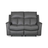 Bergamo Leather 2 Seater Recliner Sofa-Dark Grey