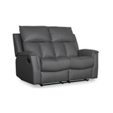 Bergamo Leather 2 Seater Recliner Sofa-Dark Grey