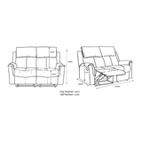 Bergamo Leather 2 Seater Recliner Sofa-Dark Grey