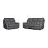 Bergamo Leather 2 Seater Recliner Sofa-Dark Grey