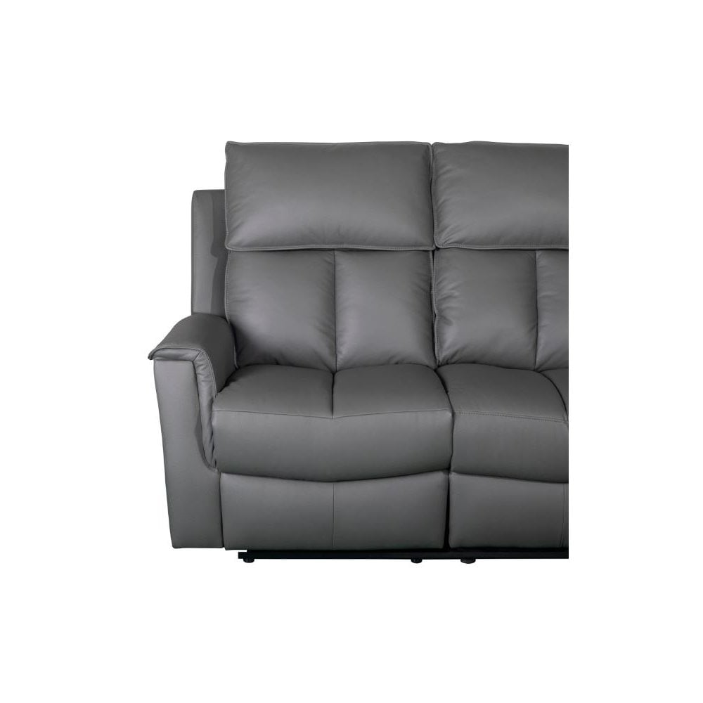 Bergamo Leather 2 Seater Recliner Sofa-Dark Grey
