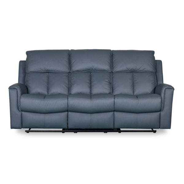 Bergamo Leather 3 Seater Recliner Sofa-Blue Grey