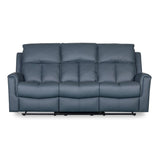Bergamo Leather 3 Seater Recliner Sofa-Blue Grey