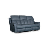 Bergamo Leather 3 Seater Recliner Sofa-Blue Grey