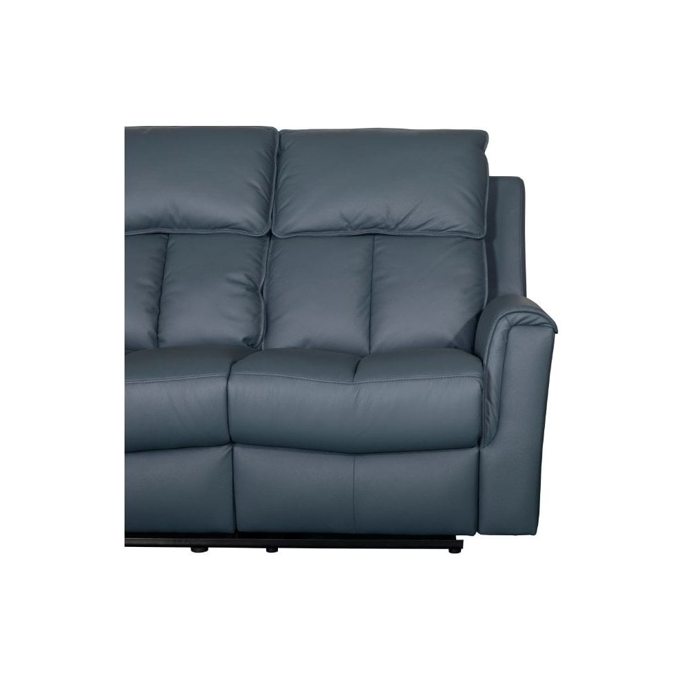 Bergamo Leather 3 Seater Recliner Sofa-Blue Grey